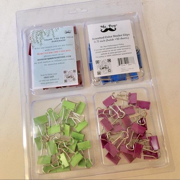 LP Mr. Pen Assorted Colored Binder Clips Small | Each Clip Holds Up to 50 Pages - Picture 3 of 3